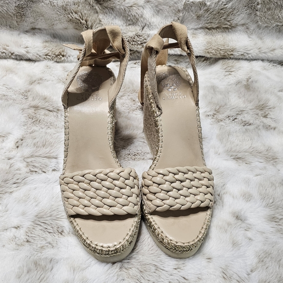 Vince Camuto Shoes Womens 9 M Beige Espadrille Platform‎ Wedge Sandals Brisshel - Picture 3 of 10